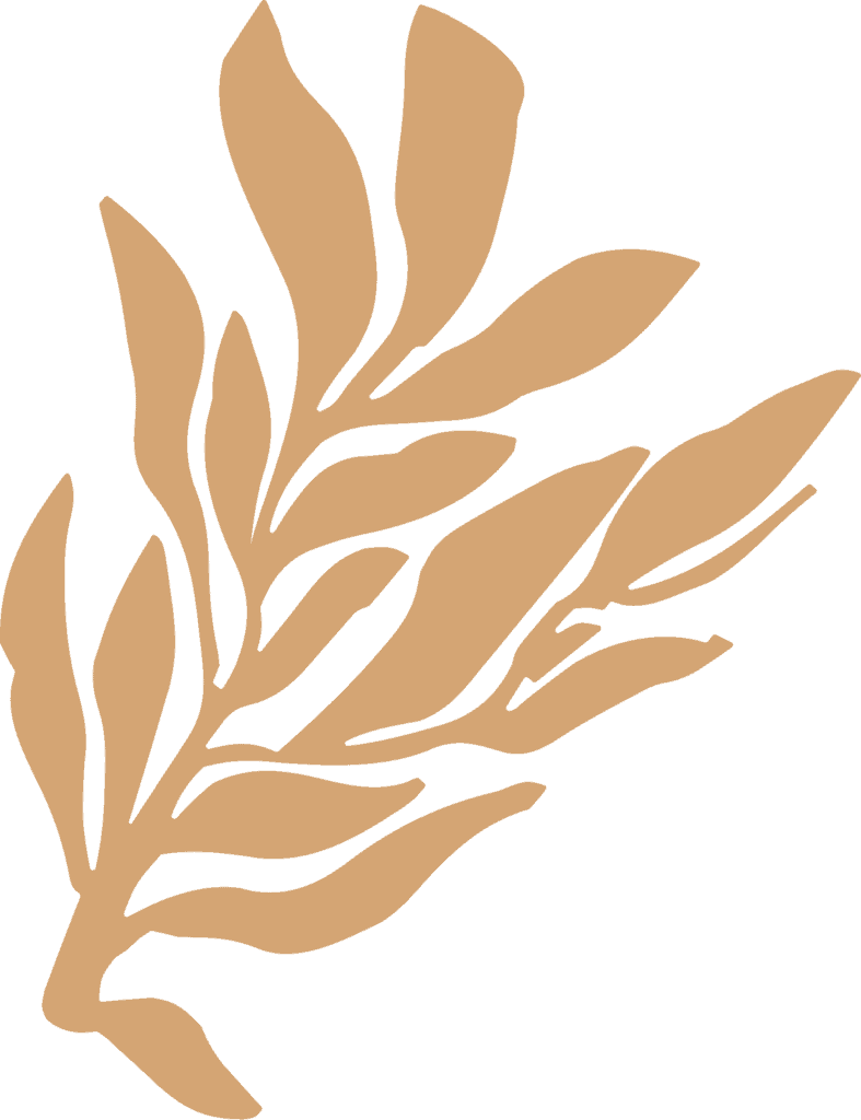 Elegant botanical illustration of leaves by Emilee Garfield for home decor.